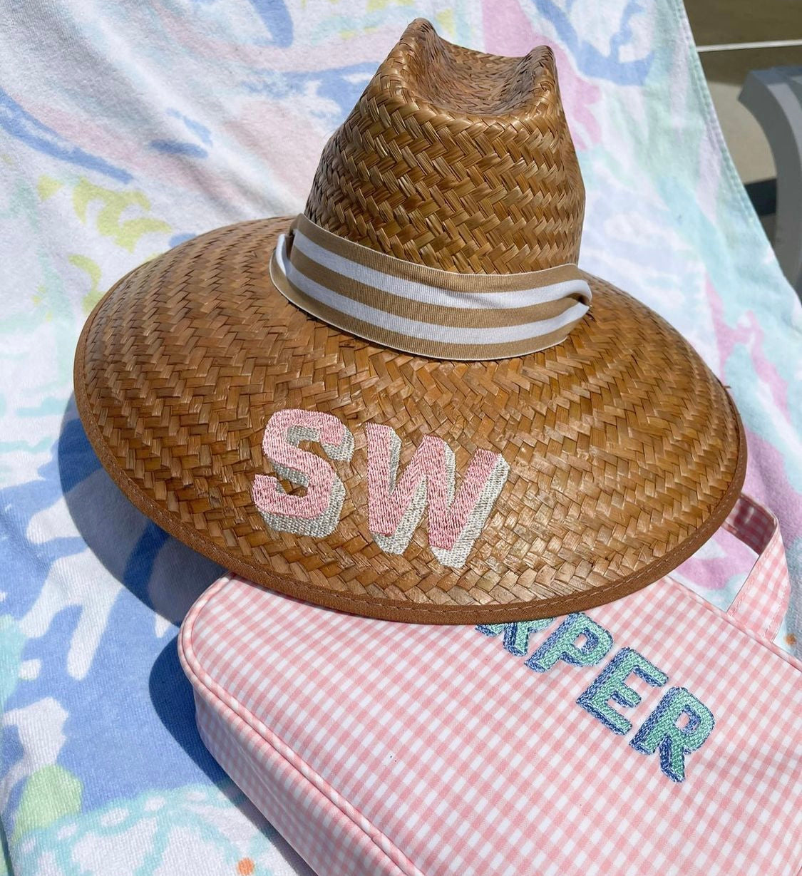 Embroidered Straw Beach Hat