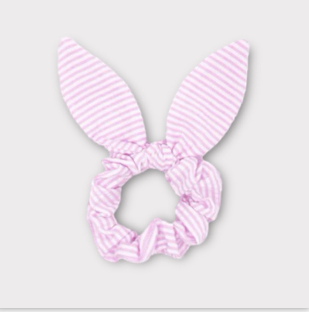 Seersucker bow Scrunchy