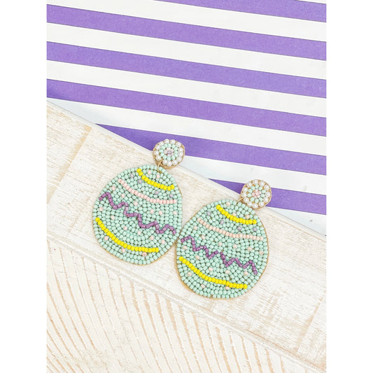 Easter Egg Beaded Dangle Earrings