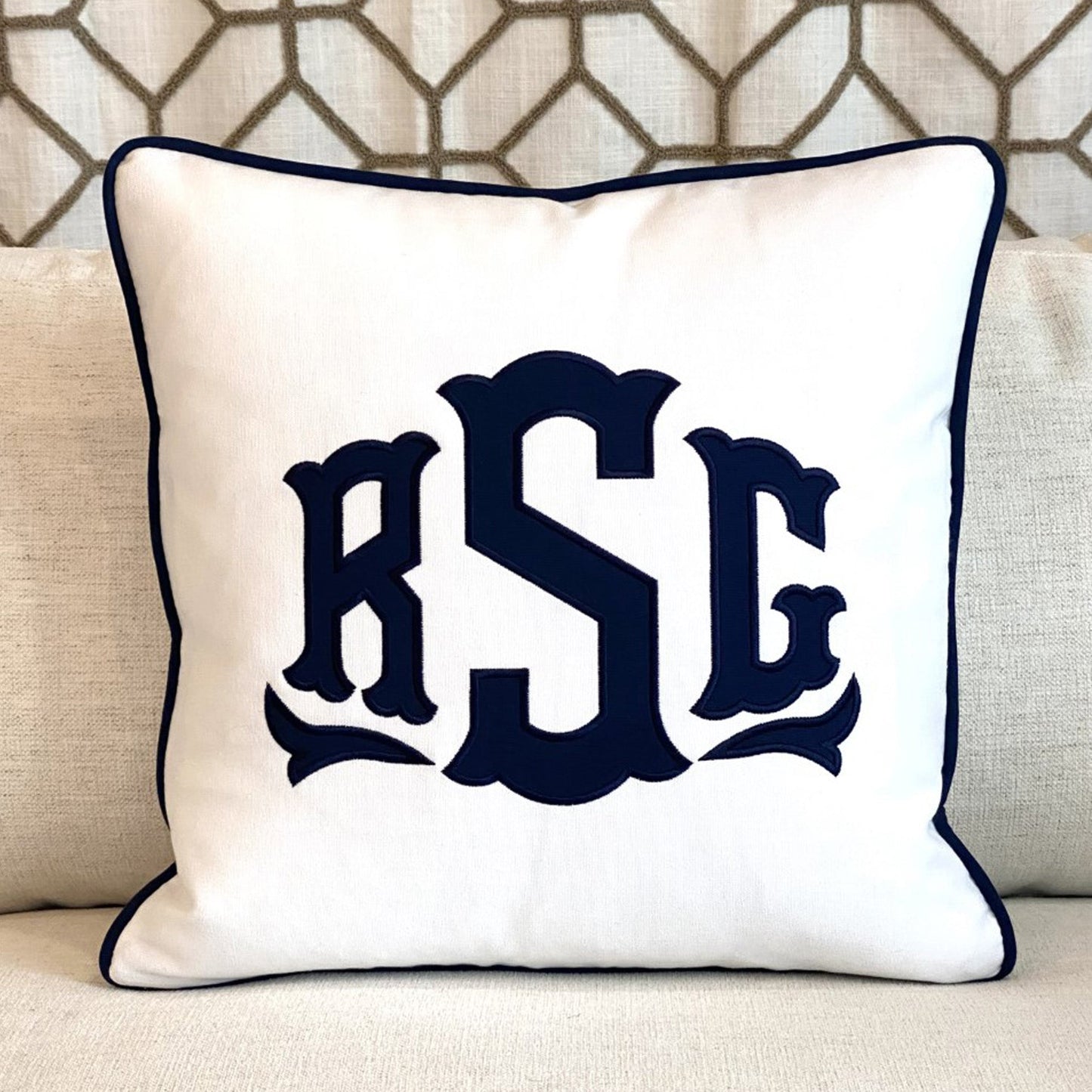 APPLIQUE MONOGRAM SQUARE PILLOW – WinnieHarper