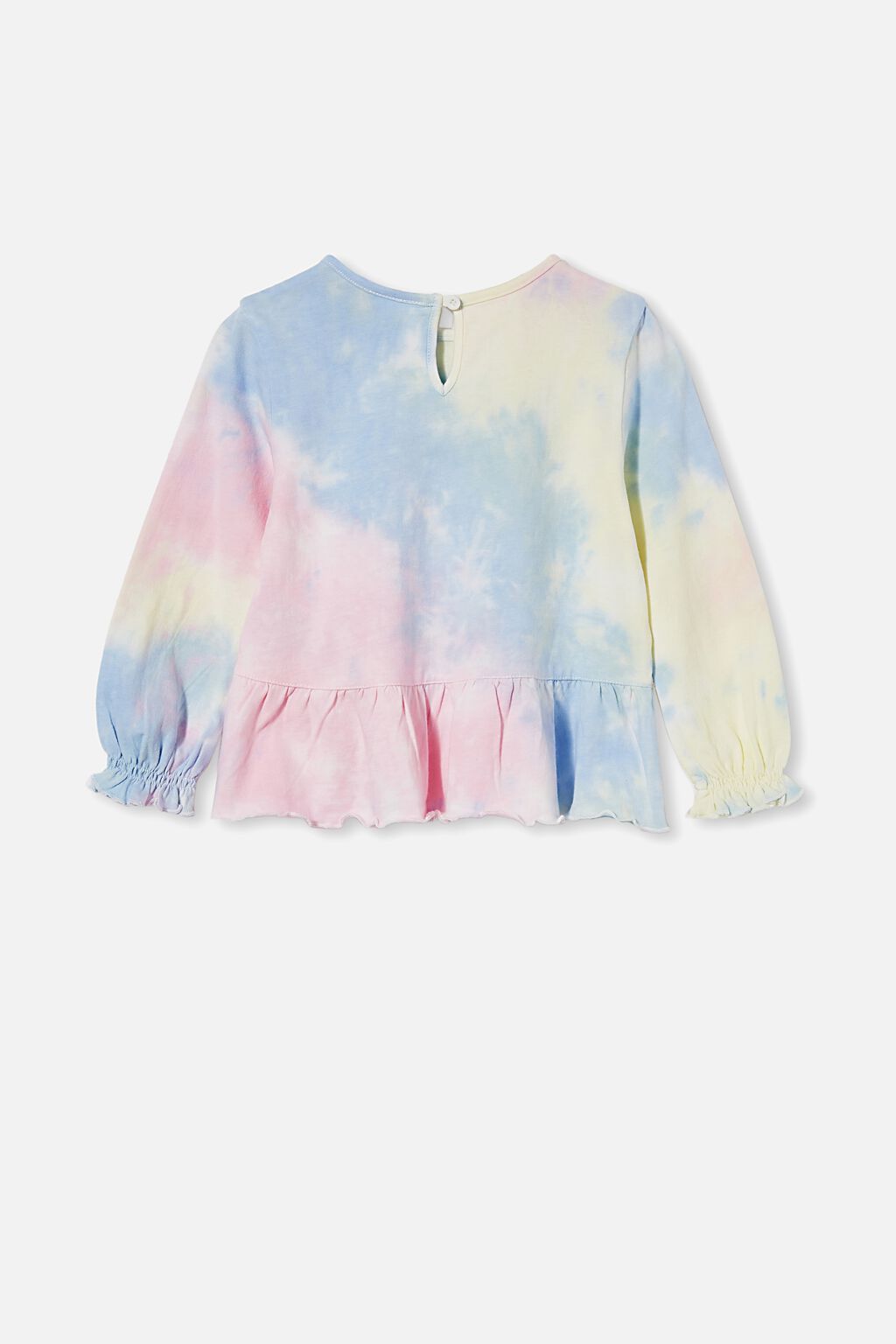 Long Sleeved Tie Dye Frill Top